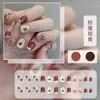Manicura Uñas Portátiles Crema Linda Estilo Ins Uñas Postizas Dibujo Animado Hecho a Mano Diamante Set de 24 Piezas Uñas de Máquina