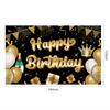 2026 Bandera Transfronteriza Tema Negro y Dorado Decoración de Fiesta Pancarta Bandera Colgante Fondo para Fotografía de Cumpleaños Tela Diseño Personalizado