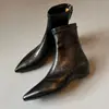 Super macias~Botas de bico fino francês para o dia a dia, que aumentam a altura, emagrecem, para mulheres, couro genuíno, elástico, zíper traseiro, botas Chelsea com salto plataforma
