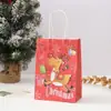 Saco de Papel Kraft Rena de Natal Saco de Embalagem de Presente de Natal Desenho Animado Saco de Presente Papai Noel Desenho Animado Atacado