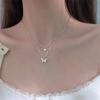Colar de borboleta de camada dupla transfronteiriça com corrente de clavícula de borboleta de diamante empilhada para usar colar de nicho de luxo de entrada ins colar feminino coreano