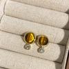 Pendientes redondos de ojo de tigre de estilo coreano para mujer, estilo otoño-invierno, retro, elegantes y modernos, con un toque distintivo de Maillard.