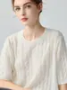 Suéter de cachemira para mujer, de punto trenzado, cuello redondo, manga corta, corte holgado, color liso, suéter para ir al trabajo, nuevo modelo de otoño