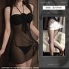 Lingerie Sexy para Mulheres, Roupas Estilo Abstinência, Camisola Transparente Rosa Sedutora com Amarração no Pescoço, Conjunto de Pijama Uniforme Qqny