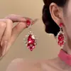 Brincos exagerados rosa doce personalizados, estilo europeu e americano, brincos da moda e de alta qualidade, brincos pendentes vintage, brincos de vestido vintage