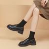 Zapatos de cuero pequeños estilo británico retro con suela gruesa y tacón grueso para mujer, mocasines casuales combinables para invierno 2024