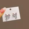 Pendientes de Lazo de Pedrería Súper Brillante Aguja de Plata Otoño e Invierno Calientes Pendientes Dulces Elegantes Coreanos para Mujer