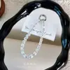 Corrente de celular popular com contas quadradas de cristal, pingente de chave, acessório de alta qualidade para capas de celular de meninas, chaveiros de bolsa e pequenos acessórios
