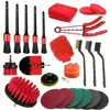 Popular Conjunto Vermelho de 8 Peças de Escova para Limpeza Interna de Pneus de Carro Escova para Furadeira para Limpeza Eficiente no Carro e em Casa