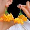 Brincos de Flor de Corda Trançada Coloridos, Estilo Férias na Praia, Brincos de Verão, Modernos e Elegantes, Nicho e Versáteis, Brincos para Atacado