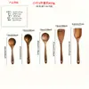 Pala de madera de acacia Sanchuang, pala de madera de mango largo para el hogar, utensilios de cocina de madera, cuchara de arroz, cuchara de madera, sartén antiadherente especial