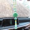 Suministros para el interior del coche, venta al por mayor, lingote de jade verde con cuentas, personaje fu tallado, colgante para coche, exquisito regalo, colgante