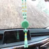 Suministros para el interior del coche, venta al por mayor, lingote de jade verde con cuentas, personaje fu tallado, colgante para coche, exquisito regalo, colgante