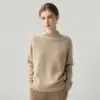 Suéter Base de Lã Quente Macio Fofo Aumentado Outono/Inverno Novo Caxemira Feminino Gola Meia-Alta Amplo Amigo da Pele Tricô