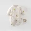Ropa de bebé para recién nacidos, algodón puro Clase A, sin costuras, para otoño e invierno, nuevo, 40g de algodón, mameluco de mariposa, mono de manga larga para salir