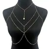 WMS Cadena de Pecho Sexy Europea para Bikini Cadena Corporal Collar para Clavícula Cadena de Perlas Colgante de Perla Artificial Accesorios para Chicas Calientes