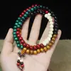 108 Pulsera de Cuentas de Imitación de Sándalo con Múltiples Círculos Pulsera de Rosario Pulsera Tejida a Mano Venta Caliente de Cuentas en Puesto Callejero Lugar Turístico