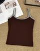 Chaleco térmico de tirantes de color contrastante cepillado para otoño e invierno para mujer con almohadilla integrada en el pecho y sin necesidad de usar sujetador con capa interior para prendas íntimas