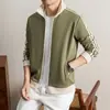 Moletom de Algodão 360g Roupa Externa Masculina Outono 2026 Novo Casual Simples Confortável Manga Longa Gola Alta Cardigan Masculino