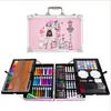 145 Caixa de Alumínio de Camada Dupla Kit de Pintura Infantil Pincel Caneta Aquarela Lápis de Cor Bastão de Óleo Material de Arte para Estudantes Caixa de Presente