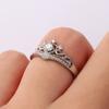 Nuevo anillo de diamantes de corona transfronteriza de moda para mujer, anillo de princesa de circonita con micro incrustaciones, 3 colores opcionales, no se decolora