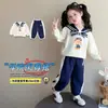Traje con Cuello Azul Marino para Niñas Primavera y Otoño 2026 Nuevo Estilo Académico Infantil Casual Ropa Deportiva para Bebé Conjunto de Dos Piezas
