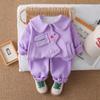 Conjunto de Manga Larga para Niñas 2025 Moda Otoño Nuevo Elegante Ropa de Bebé para Niños Conjunto de Dos Piezas Moderno al Por Mayor