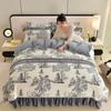 Outono e inverno engrossado 8 kg saia de cama de veludo de leite conjunto de quatro peças capa de edredom forrada de lã de alto peso lençóis de cama quentes