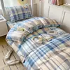 Conjunto de Tres Piezas de Algodón Estampado Especial para Dormitorios Estudiantiles, Ropa de Cama de Algodón Puro Clase A, Sábana y Funda de Edredón, Estilo de Dibujos Animados Lindos