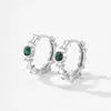 Pendientes de Plata de Ley 925 Nuevos Sencillos Retro Malquita Bambú para Mujer Moda Elegante Gama Alta Nuevos Pendientes Chinoserie