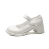 Sapatos Mona Mary Jane com Solado Grosso e Salto Bloco para Mulheres, Saltos Altos Estilo Francês, Sapatos Femininos para Uniforme JK, Sapatos com Bico Largo, Em Estoque, Estilo Retrô