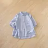 Camisa de Verano 2026 Nueva Elegante de Rayas Azules y Blancas con Cuello de Solapa, de Botones, Manga Corta para Mujer, Corte Ajustado y Versátil