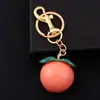 Llavero de Cadena para Coche de Melocotón Blanco Fruta Realista Lindo Exquisito Accesorios de Bolsa de Fruta Colgante Decorativo para Mujer
