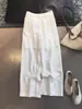CHAOhu Recomendado! Estilo Old Money Sensação Relaxada~ Calça Longa Casual Solta de Linho Plissada na Cintura Natural Branca
