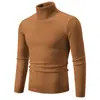 Suéter de comercio exterior, nuevo suéter de punto fino de cuello alto liso para otoño e invierno para hombre, camiseta básica de punto de manga larga para hombre