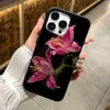 Elegante Funda Negra de Lirio para Teléfono Adecuada para iPhone 17 Pro, Apple 16/15, Funda Protectora Anti-Caídas de Cobertura Total Al Por Mayor