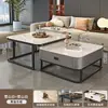 Mesa de Café de Piedra Sinterizada Sala de Estar Hogar Moderno Minimalista Apartamento Pequeño 2026 Nueva Mesa de Café Cuadrada de Vidrio Apartamento Pequeño