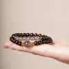 Pulsera de Madera en Gris Humo Morado, Pulsera Lisa de Doble Círculo Estilo Nuevo, Realza el Cutis, Sensación de Alta Gama, Versátil para Parejas, Pulsera Apilable Estilo Ins