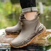 Botas de chuva curtas populares da moda transfronteiriça para homens, antiderrapantes, sapatos de borracha espessados, galochas, pesca na praia, resistentes ao desgaste, sapatos aquáticos leves