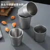 Taza de agua de acero inoxidable estilo coreano restaurante de barbacoa doble capa anti-quemaduras taza de té dorada taza para bebidas taza de cerveza