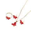Cdd Aretes, Anillos y Collares de Moda Europeos y Americanos Juego de Tres Piezas Decoraciones Decoración de Mariposa de Nácar Fábrica de Origen