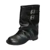 Botas negras de tacón grueso para mujer, para primavera y otoño, con diseño plisado, de altura hasta la pantorrilla, botines de equitación de moda, nuevo estilo 2026, talla grande, punta redonda