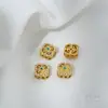 Color Dorado Mate Conservador de Color Perla Incrustada Antigua Ojo de Gato Ópalo Lunar Flor Geométrica Forma de Trébol de Cuatro Hojas Cuentas Espaciadoras Accesorios para Manualidades