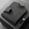 Suéter de cuello alto medio para hombre, lana pura, otoño e invierno, camiseta básica de manga larga, talla grande, holgado y grueso, disponible para venta al por mayor