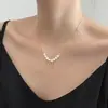 Palavra Fu Acessível Luxo Design de Nicho Versátil Retro Elegante Alto Padrão Personalizado Corrente para Clavícula Pérola Feminina Colar Marca Fu Feminino