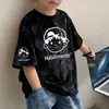 Camiseta de Manga Corta Tie-Dye para Niños 2026 Verano Estilo Coreano Moderna Holgada Estampado de Dibujos Animados Top para Niños Medianos y Grandes para Niños y Niñas