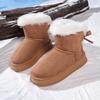 Botas de Neve de Cano Médio Tamanho Grande Transfronteiriço para Mulheres Inverno Novo Estilo Laço Sola Grossa Mais Veludo Espessas Quentes Botas de Algodão Birkenstock