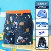 Bermudas de Natação Infantis para Meninos em Estoque, Tamanhos Pequeno, Médio e Grande, Alta Elasticidade, Bermudas de Natação Casuais Simples, Bermudas de Natação Estampadas para Meninos