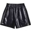 Pantalones cortos de outer wear para mujer 2026 nuevo otoño sueltos de línea A de pierna ancha cintura elástica casual pantalones de cuero pantalones de bota otoño e invierno