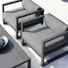 Conjunto de Sofá, Mesa de Centro, Assento e Banqueta de Liga de Alumínio para Exterior para Pátio, Varanda Ensolarada e Móveis de Exterior